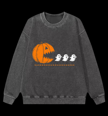 Pac-Man Halloween Vintage Washed 100% Cotton Sweatshirt