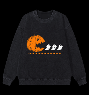 Pac-Man Halloween Vintage Washed 100% Cotton Sweatshirt