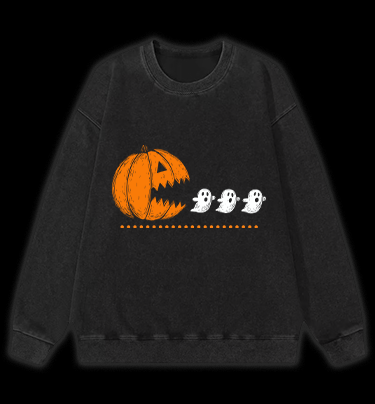 Pac-Man Halloween Vintage Washed 100% Cotton Sweatshirt