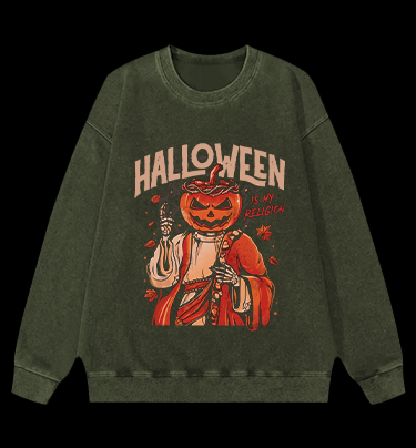 Jesus Comes for Halloween Vintage Washed 100% Cotton Sweatshirt