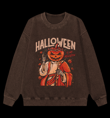 Jesus Comes for Halloween Vintage Washed 100% Cotton Sweatshirt