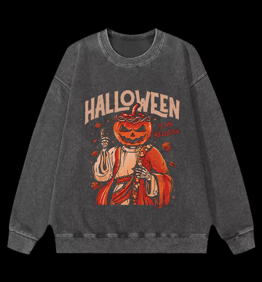Jesus Comes for Halloween Vintage Washed 100% Cotton Sweatshirt