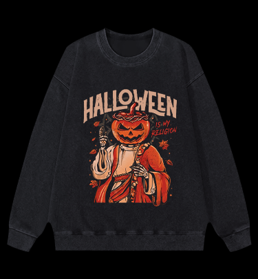 Jesus Comes for Halloween Vintage Washed 100% Cotton Sweatshirt