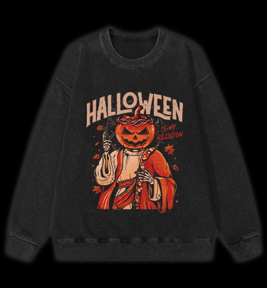 Jesus Comes for Halloween Vintage Washed 100% Cotton Sweatshirt