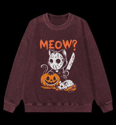 Friday the 13th Cat Vintage Washed 100% Cotton Sweatshirt
