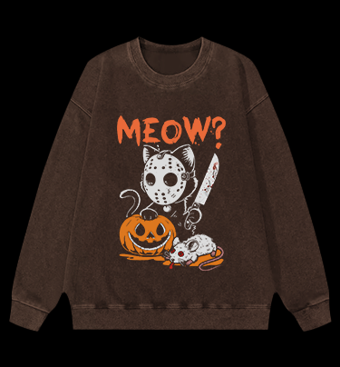 Friday the 13th Cat Vintage Washed 100% Cotton Sweatshirt