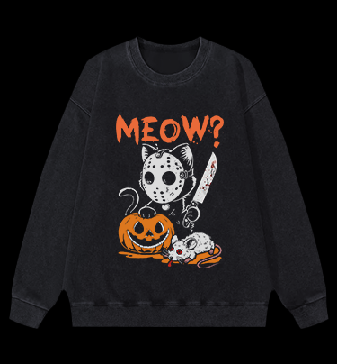 Friday the 13th Cat Vintage Washed 100% Cotton Sweatshirt