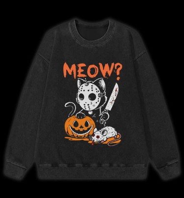 Friday the 13th Cat Vintage Washed 100% Cotton Sweatshirt