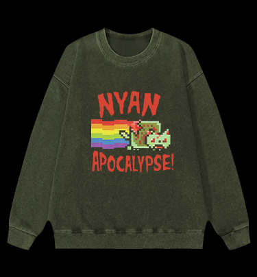 Nyan Cat Vintage Washed 100% Cotton Sweatshirt