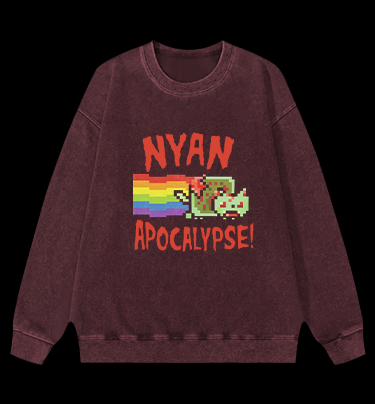 Nyan Cat Vintage Washed 100% Cotton Sweatshirt