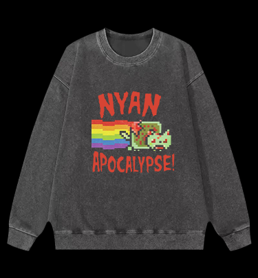 Nyan Cat Vintage Washed 100% Cotton Sweatshirt