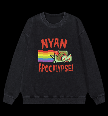 Nyan Cat Vintage Washed 100% Cotton Sweatshirt