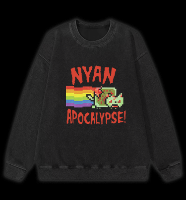 Nyan Cat Vintage Washed 100% Cotton Sweatshirt