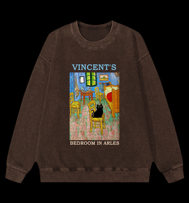 Vincent's Bedroom In Arles Vintage Washed 100% Cotton Sweatshirt