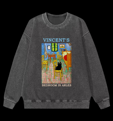 Vincent's Bedroom In Arles Vintage Washed 100% Cotton Sweatshirt