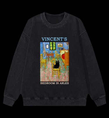 Vincent's Bedroom In Arles Vintage Washed 100% Cotton Sweatshirt