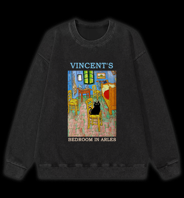 Vincent's Bedroom In Arles Vintage Washed 100% Cotton Sweatshirt