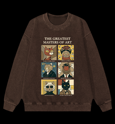 Vintage Washed 100% Cotton The Greatest Masters Of Art Cat