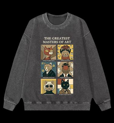 Vintage Washed 100% Cotton The Greatest Masters Of Art Cat