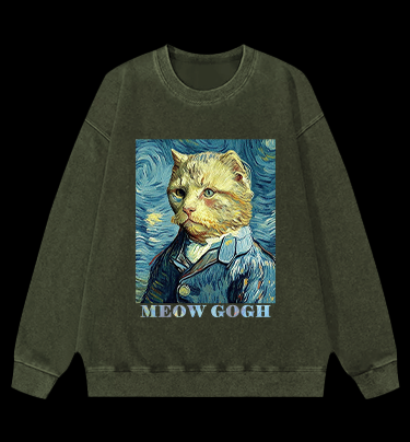 Vincent Willem van Gogh Cat Vintage Washed 100% Cotton Sweatshirt
