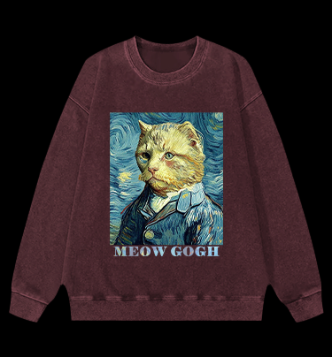 Vincent Willem van Gogh Cat Vintage Washed 100% Cotton Sweatshirt
