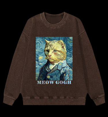 Vincent Willem van Gogh Cat Vintage Washed 100% Cotton Sweatshirt