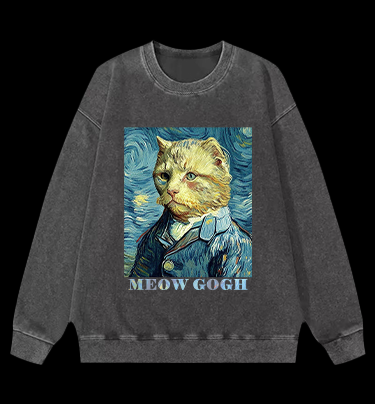 Vincent Willem van Gogh Cat Vintage Washed 100% Cotton Sweatshirt