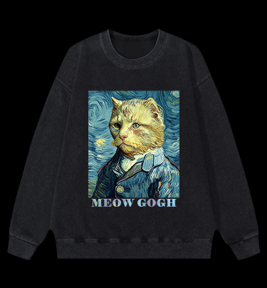 Vincent Willem van Gogh Cat Vintage Washed 100% Cotton Sweatshirt