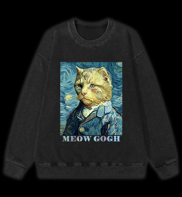 Vincent Willem van Gogh Cat Vintage Washed 100% Cotton Sweatshirt