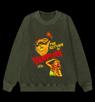 The Return of the Vampire Cat Vintage Washed 100% Cotton Sweatshirt