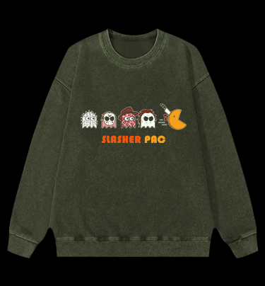 Pac-Killer Halloween Vintage Washed 100% Cotton Sweatshirt