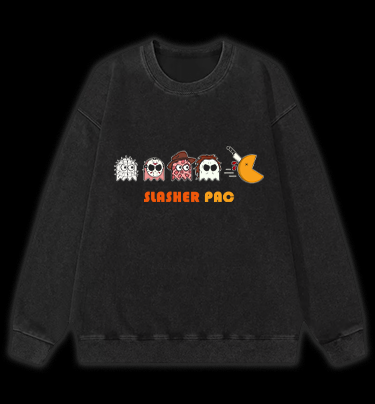 Pac-Killer Halloween Vintage Washed 100% Cotton Sweatshirt