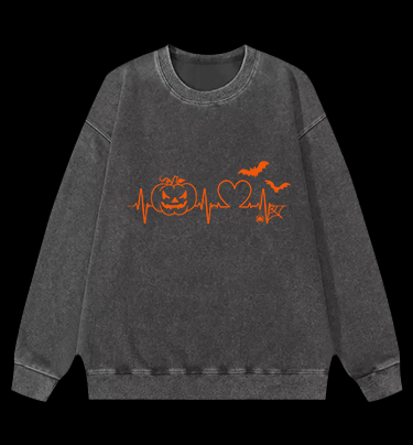 Halloween Heartbeat Vintage Washed 100% Cotton Sweatshirt