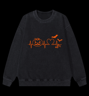 Halloween Heartbeat Vintage Washed 100% Cotton Sweatshirt