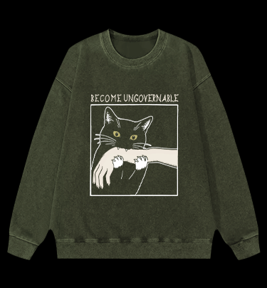 Unscrupulous Cat Vintage Washed 100% Cotton Sweatshirt