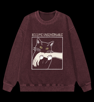 Unscrupulous Cat Vintage Washed 100% Cotton Sweatshirt