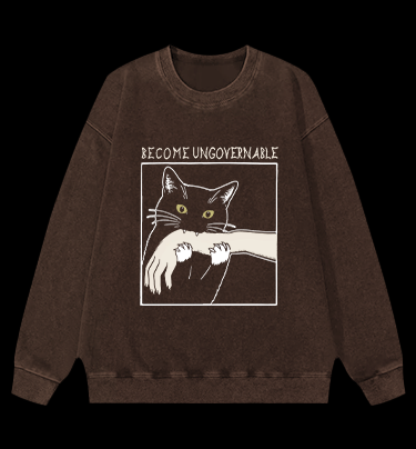 Unscrupulous Cat Vintage Washed 100% Cotton Sweatshirt