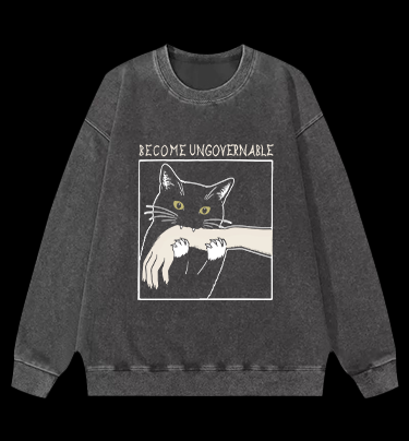 Unscrupulous Cat Vintage Washed 100% Cotton Sweatshirt