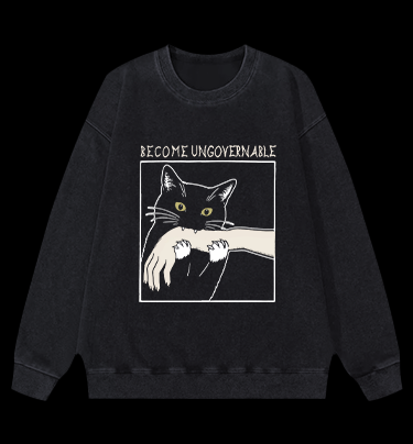 Unscrupulous Cat Vintage Washed 100% Cotton Sweatshirt