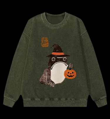 Halloween Frog Vintage Washed 100% Cotton Sweatshirt