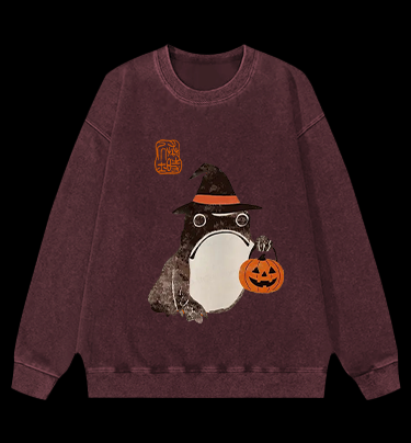Halloween Frog Vintage Washed 100% Cotton Sweatshirt