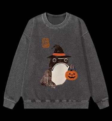 Halloween Frog Vintage Washed 100% Cotton Sweatshirt