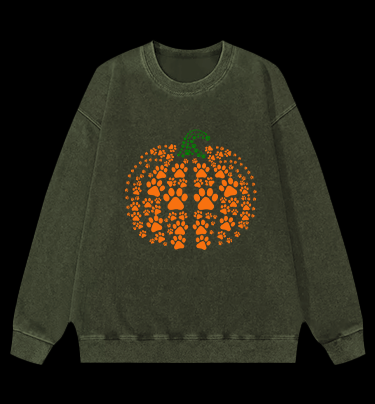 Meowlloween Pumpkin  Vintage Washed 100% Cotton Sweatshirt