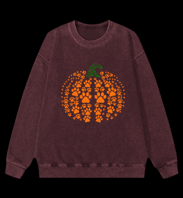 Meowlloween Pumpkin  Vintage Washed 100% Cotton Sweatshirt