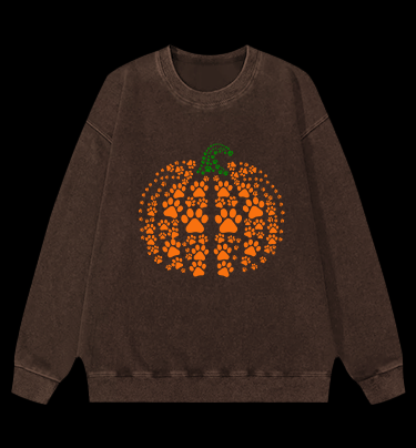 Meowlloween Pumpkin  Vintage Washed 100% Cotton Sweatshirt