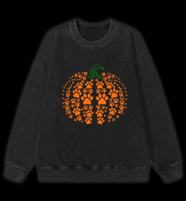 Meowlloween Pumpkin  Vintage Washed 100% Cotton Sweatshirt