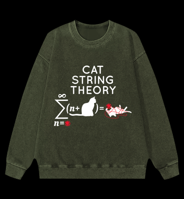 Cat String Theory Vintage Washed 100% Cotton Sweatshirt