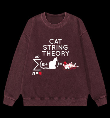 Cat String Theory Vintage Washed 100% Cotton Sweatshirt