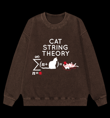 Cat String Theory Vintage Washed 100% Cotton Sweatshirt