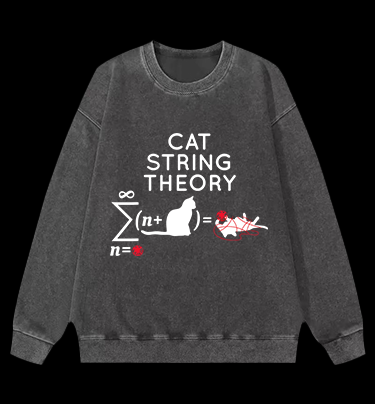 Cat String Theory Vintage Washed 100% Cotton Sweatshirt